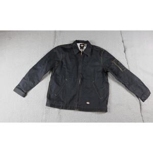 Dickies Mens Work Jacket Black Denim XL Bomber Biker Motorcycle Coat